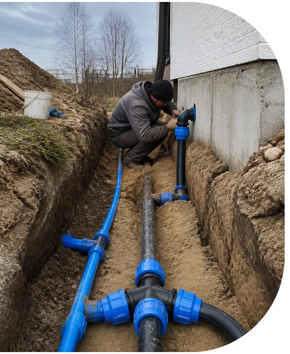 Монтаж наружного водопровода на участке под ключ в Александрове